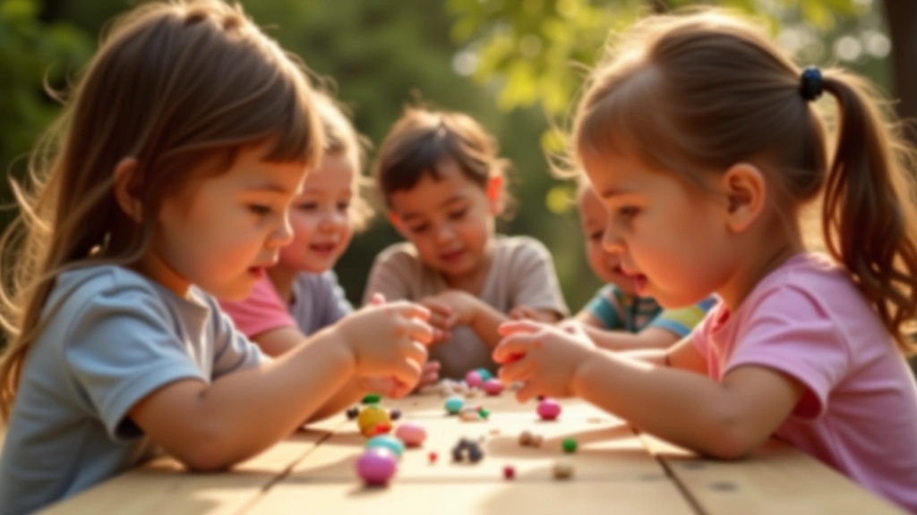 Children demonstrating social skills through cooperative play and positive interaction